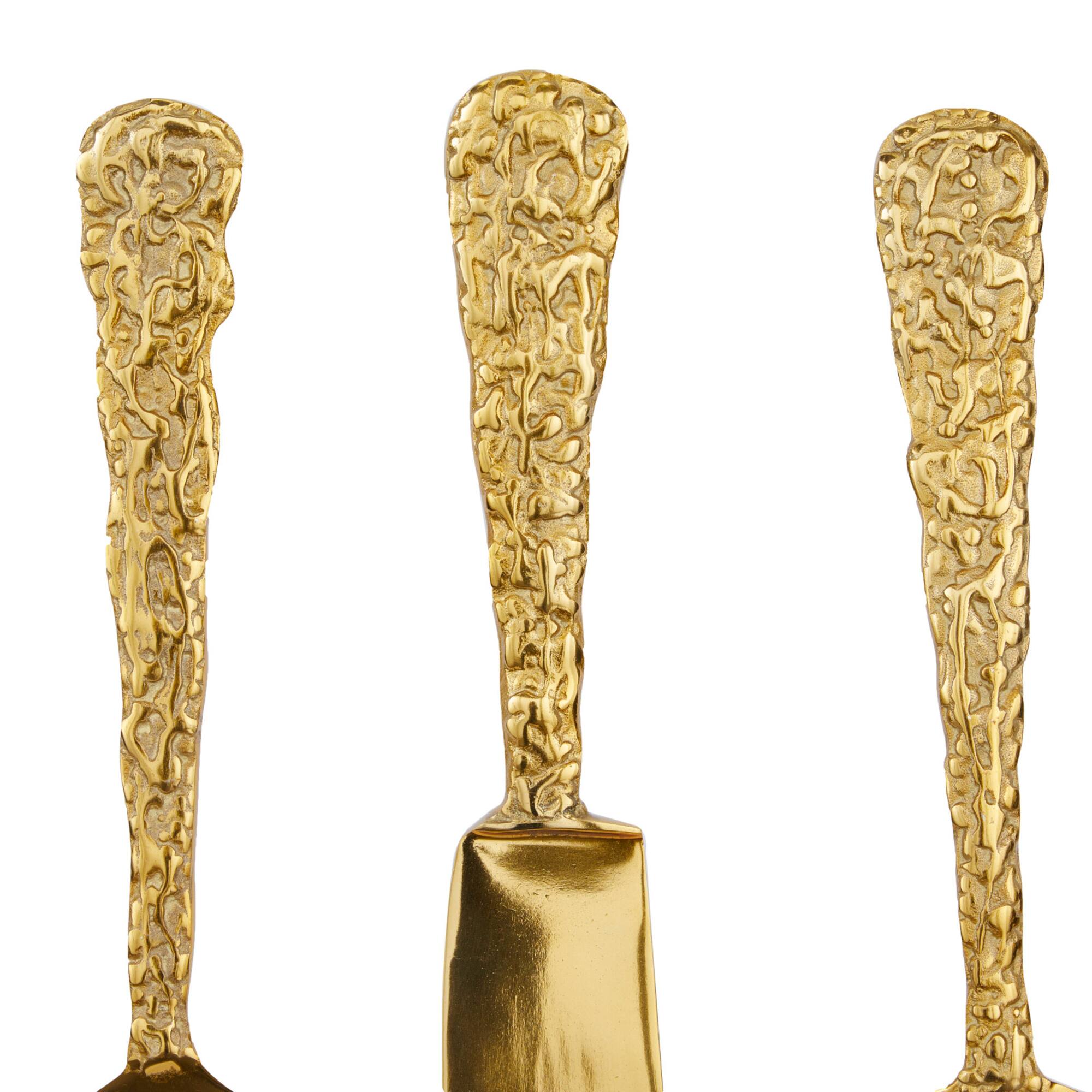 Set of 3 Gold Aluminum Glam Wall Decor, 6" x 6" x 2"